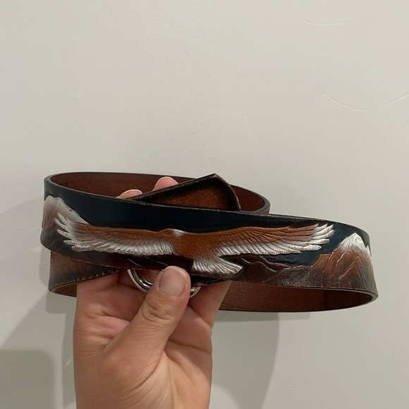 Leegin Vintage Leather Embossed Eagle Belt Size 32 - Picture 12 of 12